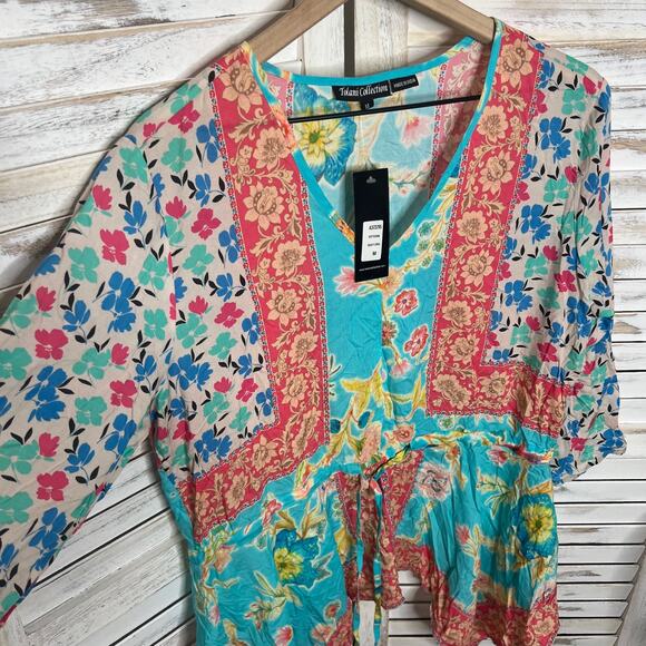 TOLANI COLLECTION Women's Vittoria Aqua Floral Tunic Top Modal Multicolor M NWT - Picture 11 of 16
